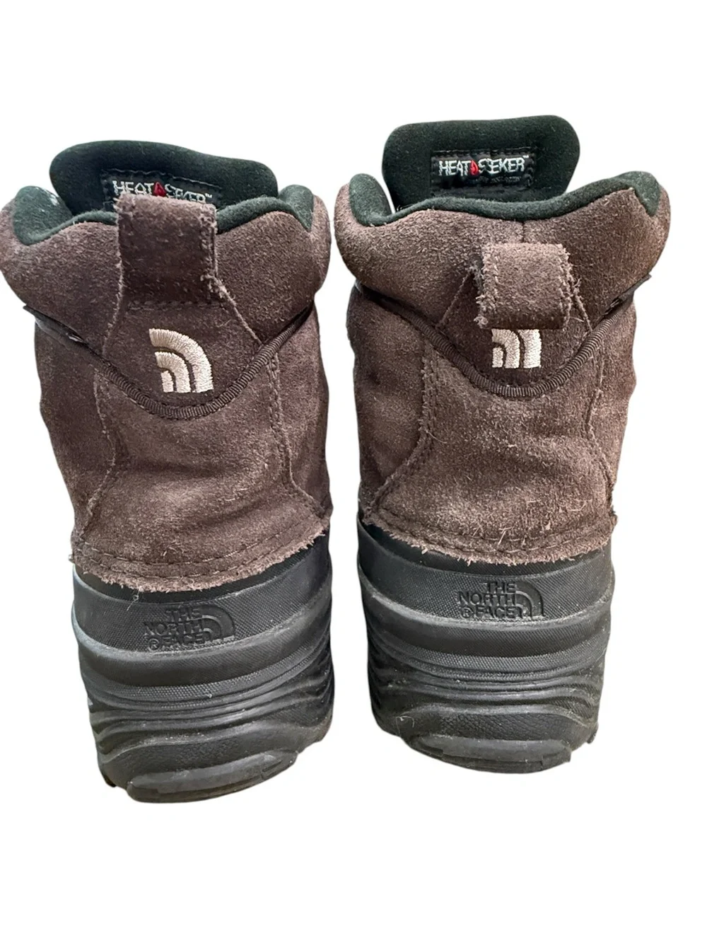 The North Face Waterproof Hiking Snow Boots Rubber Boys Size 4 Heat Seeker Brown